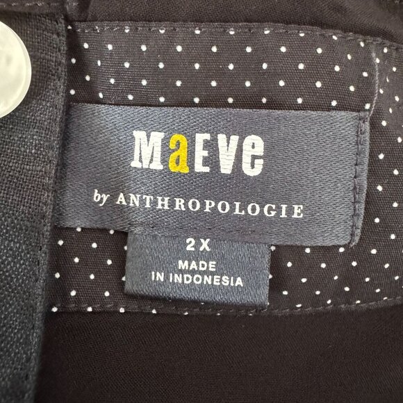 Anthropologie Maeve Black 100% Linen Tie Front Summer Boho Crop Bra Top Size 2X - Picture 9 of 12